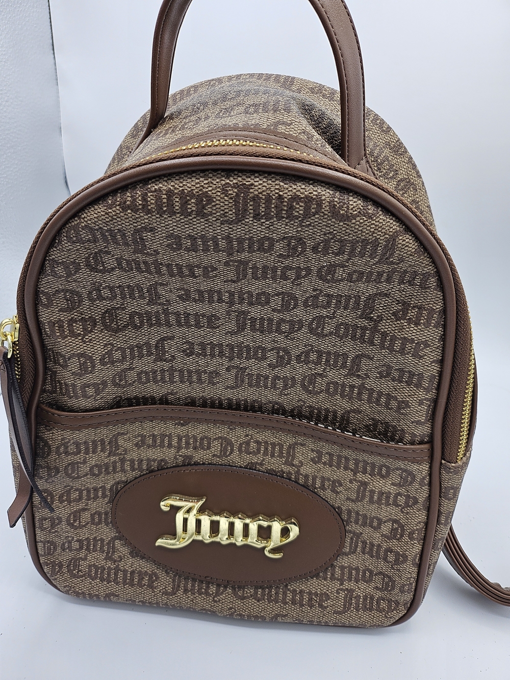 Juicy Couture Brown Logo Mini Backpack with Gold Hardware